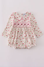 Pink rose hand smocked bubble