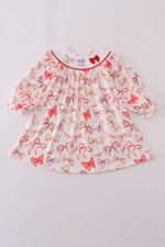 Red bow smocked dress