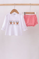 White deer embroidery bloomer set