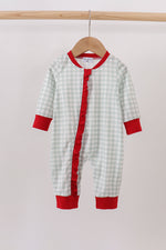 Sage ruffle gingham romper