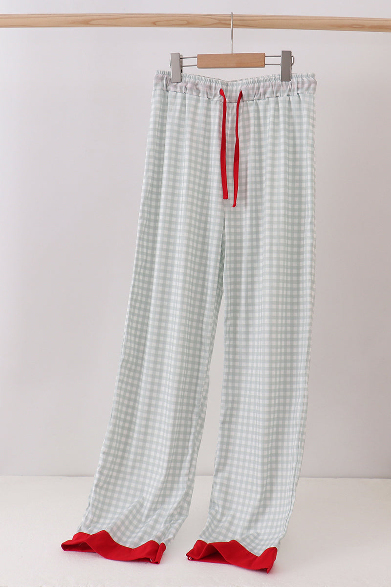 Sage gingham dad pajama pants