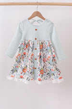 Mint floral stripe dress