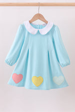Blue heart applique dress