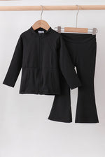 Black active flare pants set