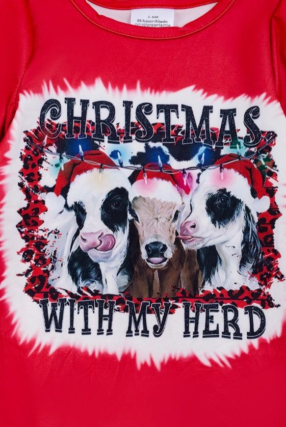 Girls Christmas Herd Romper