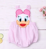 Girls Pink Seersucker Romper