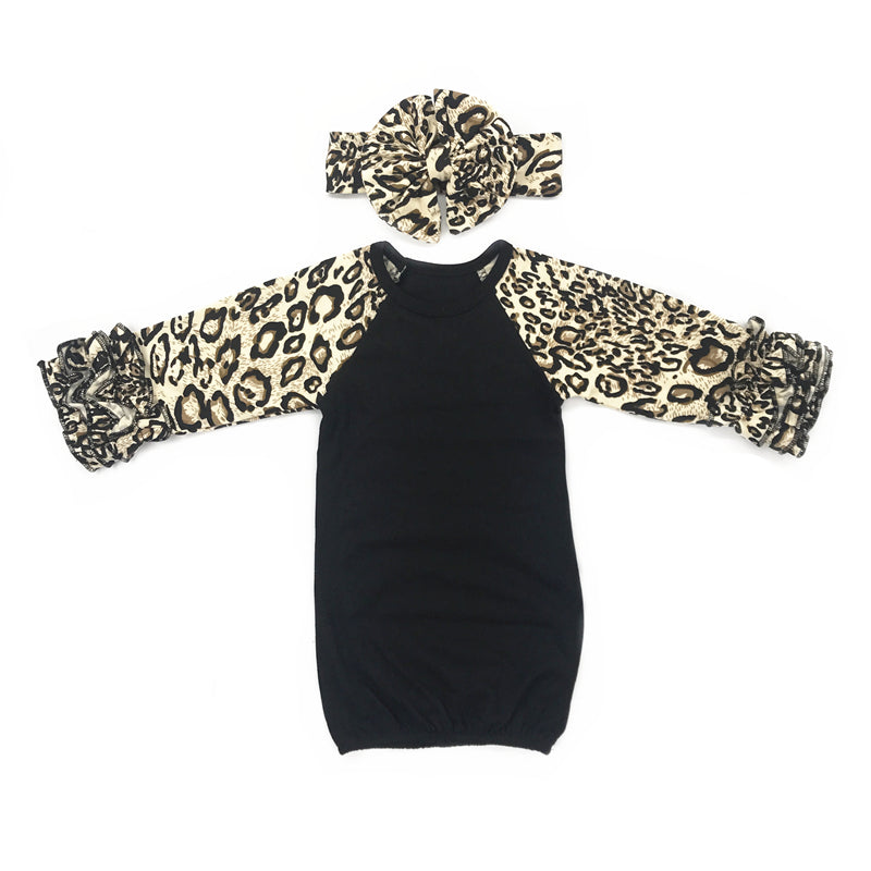 Black Newborn Gown Set