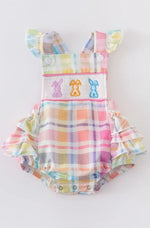 Rainbow easter smocked romper