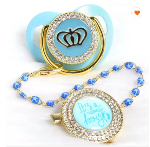 Luxury Rhinestone Crown Pacifier Set