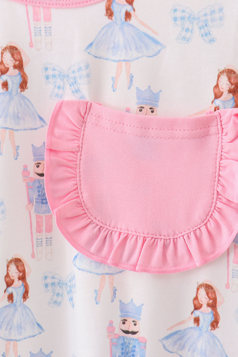 Pink bow nutcracker pants set