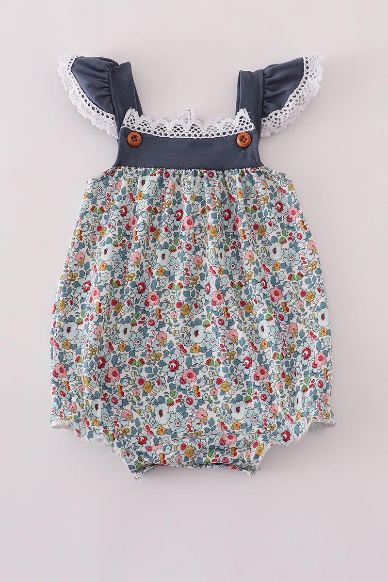 Blue meadow charm lace ruffle bubble