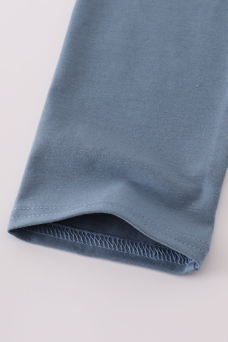 Blue princess embroidery stripe pants set