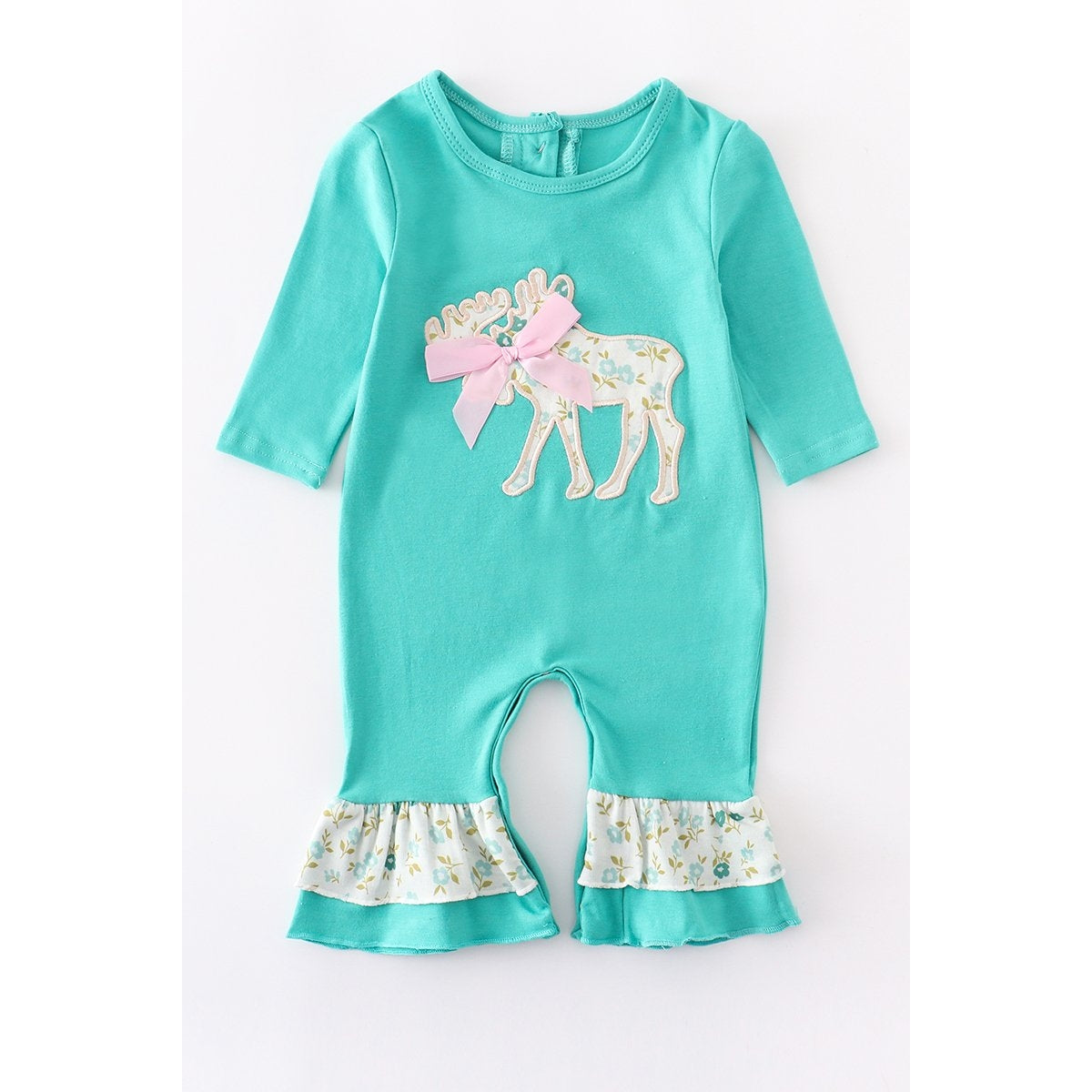 Girls Mint Deer Romper