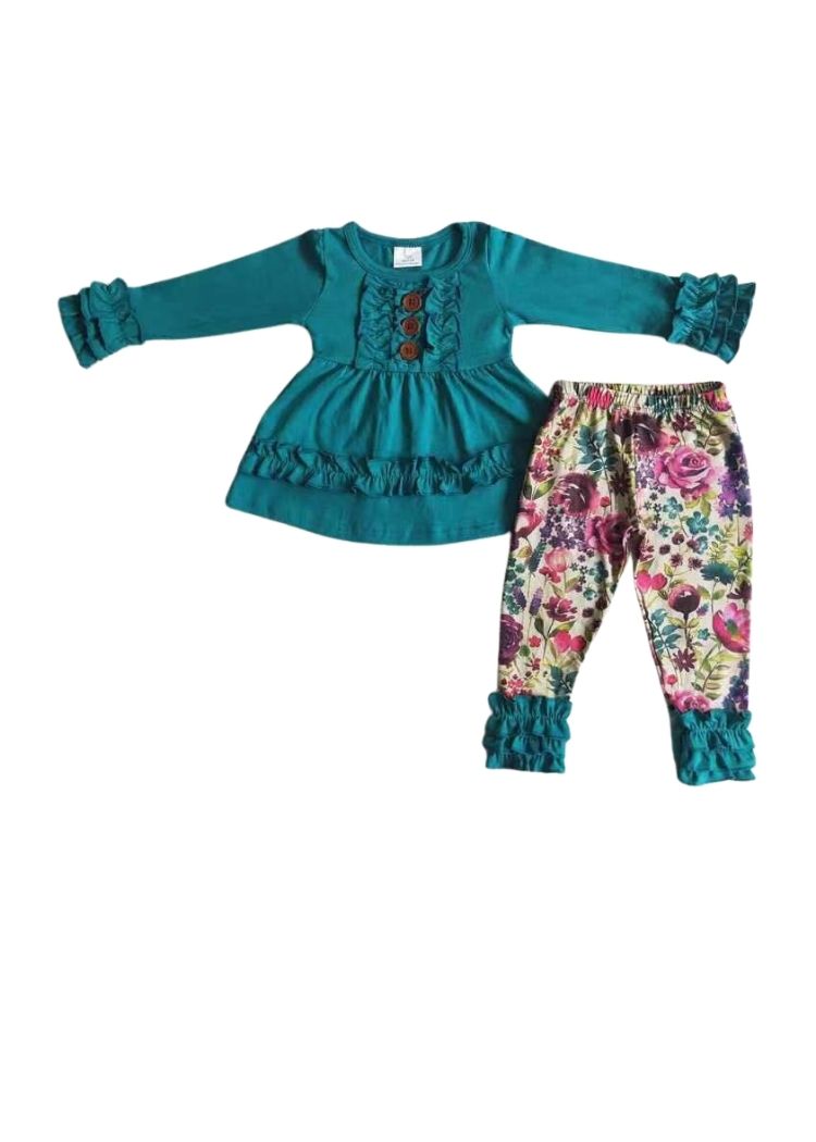 Girls Green Ruffles Set