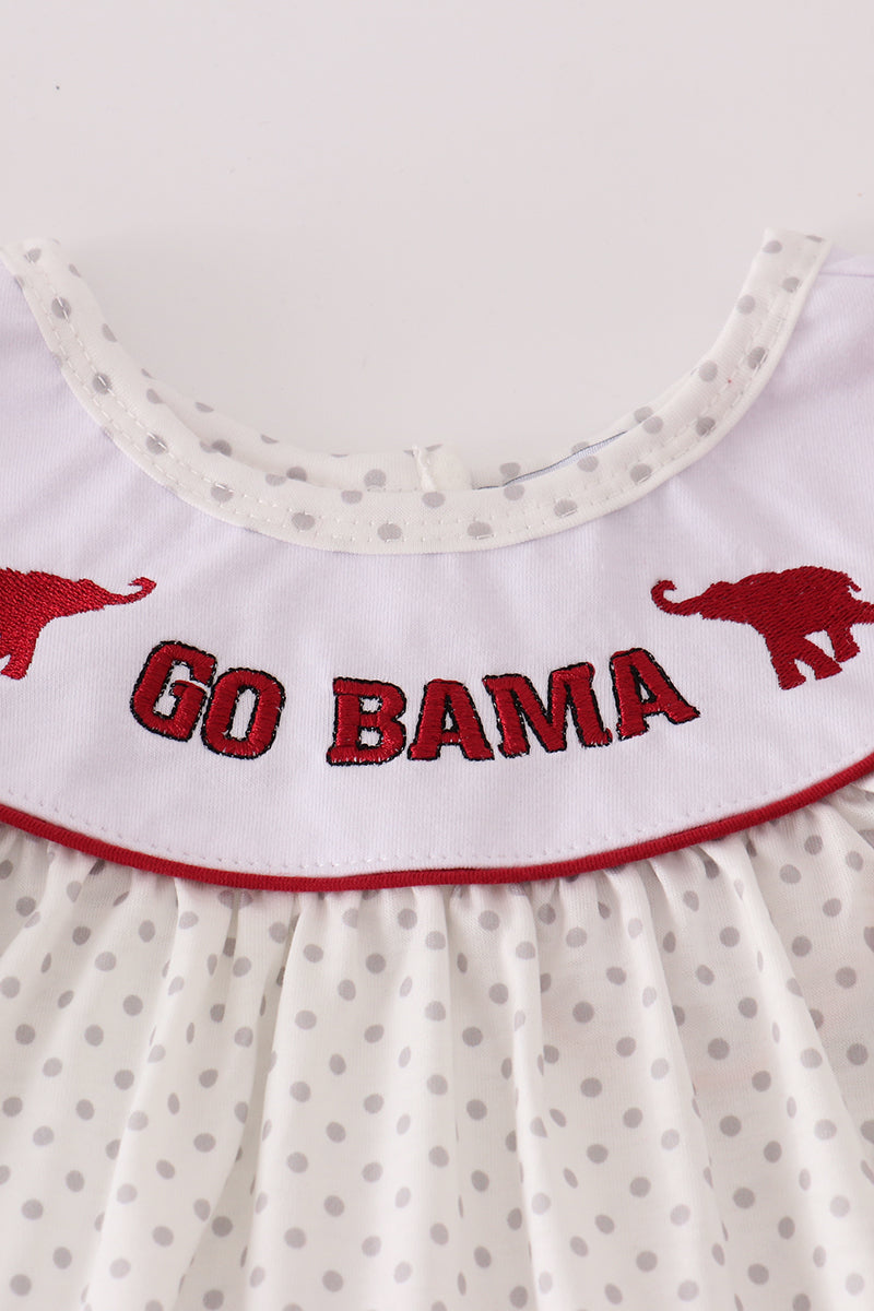 Maroon Alabama embroidery dot ruffle pants set