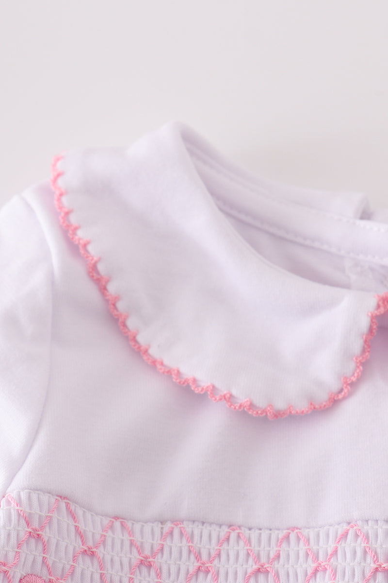 Pink bow smocked bloomer set