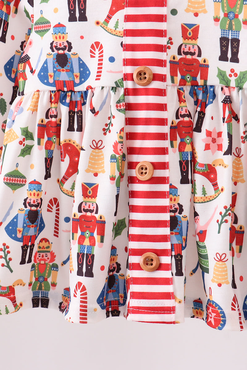 Red nutcracker print bloomer set