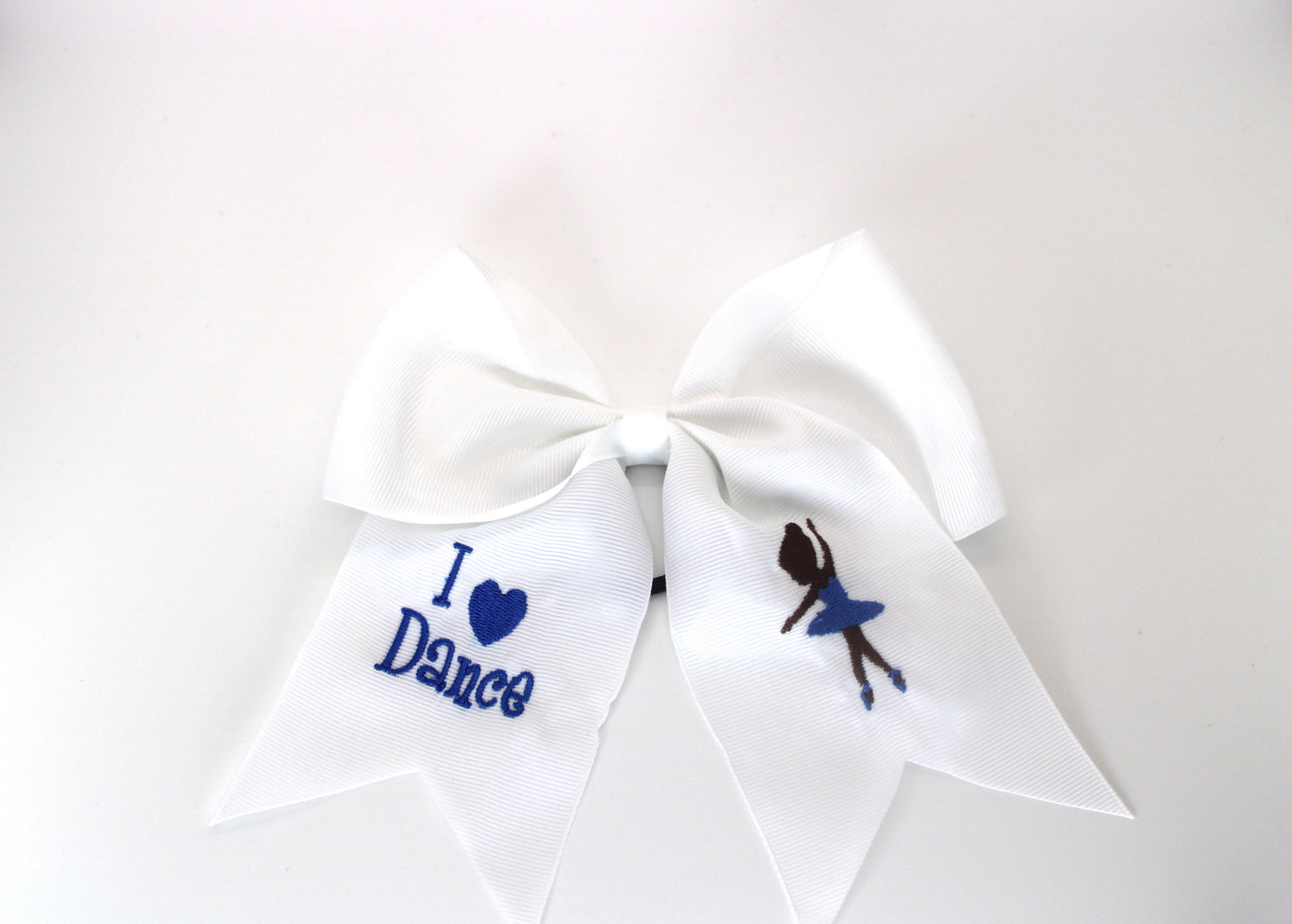 Embroidered ballerina I Love dance hair bow