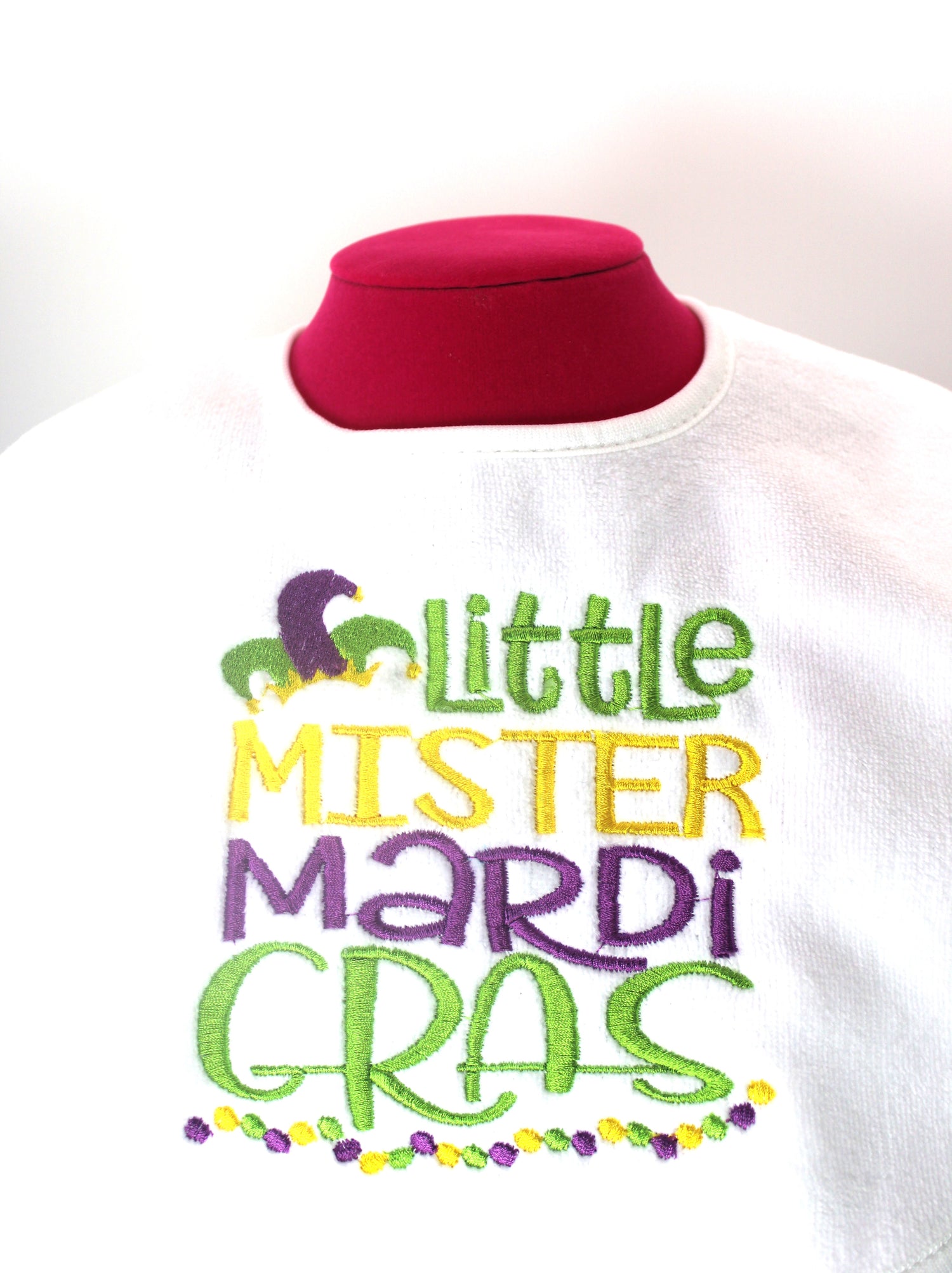 Embroidered Little Mister Mardi Gras Bibs