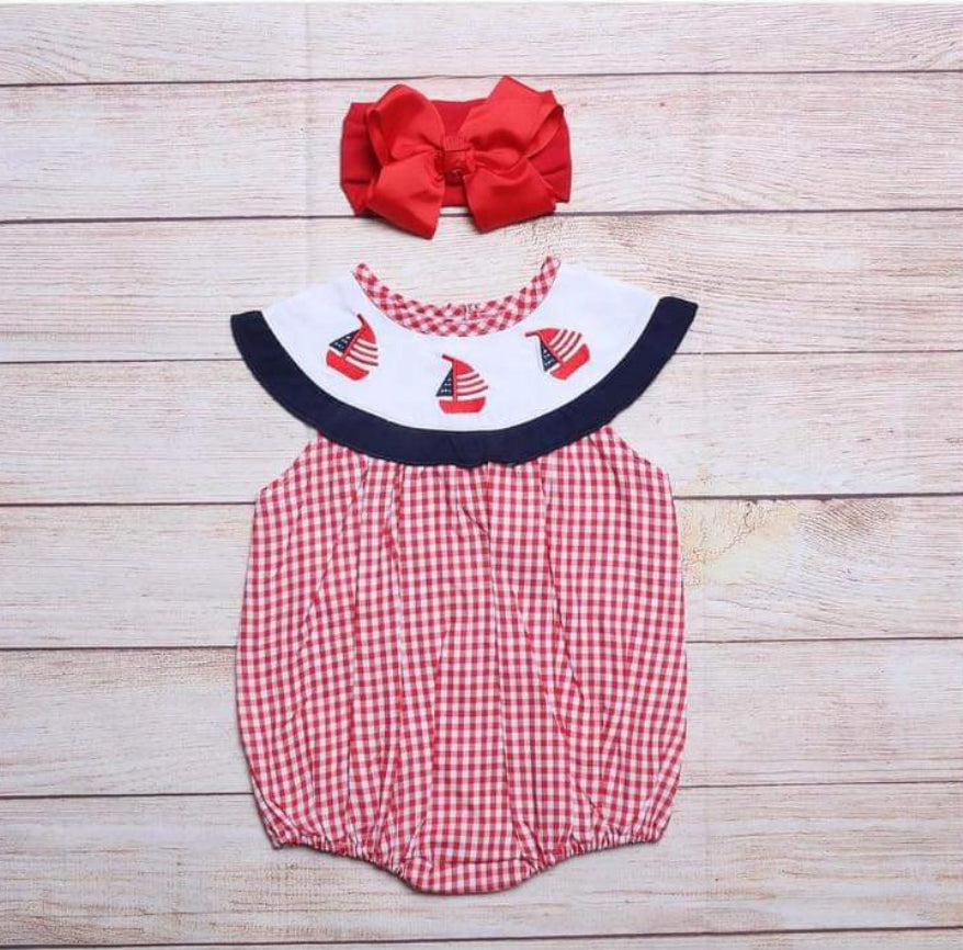 Girls Patriot Romper