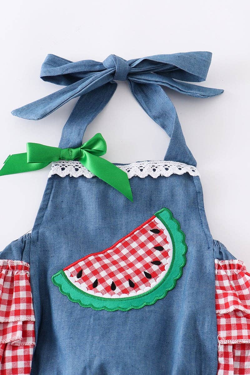 Denim Watermelon romper