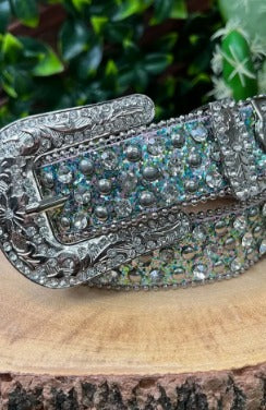 Turquoise Glitter Rhinestone & Glittery Belt