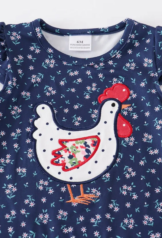 Navy chicken romper