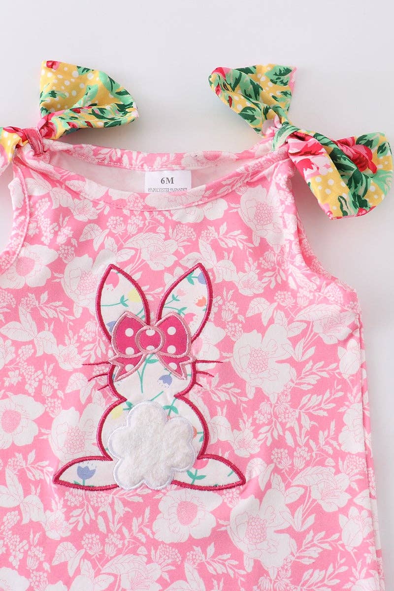 Girls Pink rabbit romper